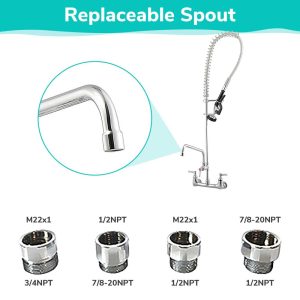 Commercial Pre-Rinse Faucet With Sprayer Wall Mount