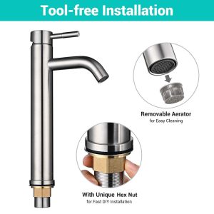 Aquaterior Modern Tall Bathroom Vessel Faucet 12H