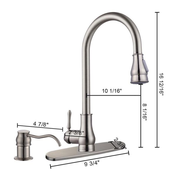 Aquaterior Pull-Down Kitchen Faucet Single Handle W/ Soap Dispenser