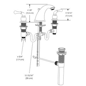 Widespread Bathroom Sink Faucet 2-Handle 4H W/ Drain