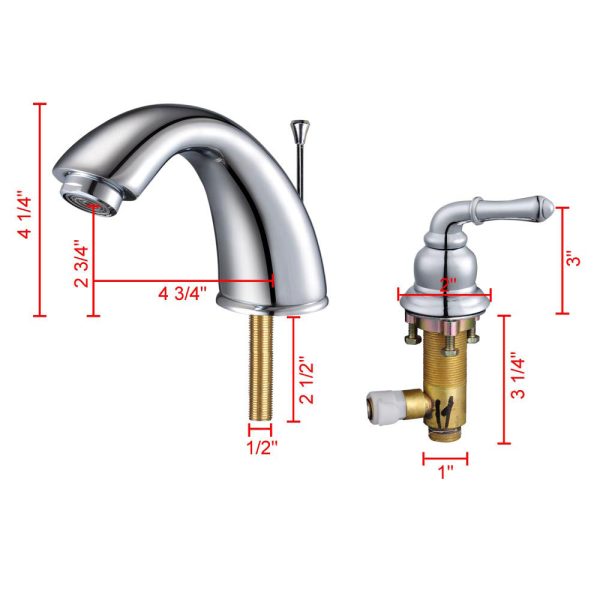 Widespread Bathroom Sink Faucet 2-Handle 4H W/ Drain