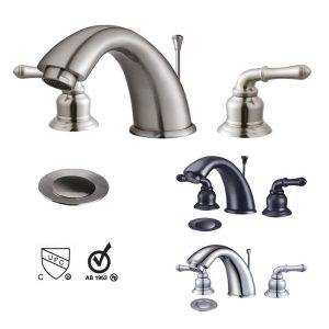 Widespread Bathroom Sink Faucet 2-Handle 4H W/ Drain