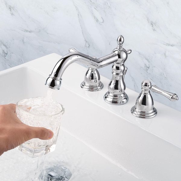 Aquaterior Widespread Bathroom Sink Faucet W/ Drain 2-Handle 6H