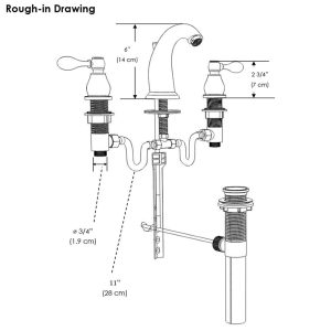 Aquaterior Widespread Bathroom Sink Faucet 2-Handle W/ Drain 4.7H