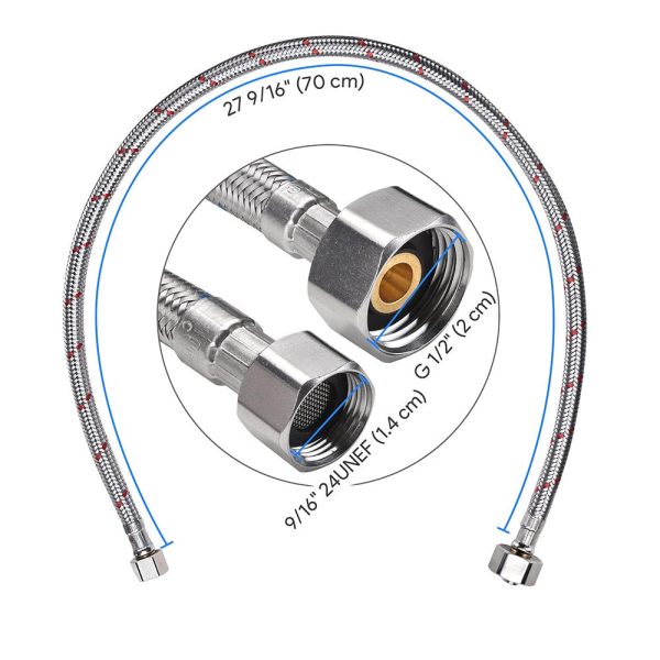 Aquaterior 28 Faucet Connector Hoses 3/8 In. Comp X 1/2 In. Fip