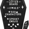 Coffin Letter Board Black With Spooky And All Seasons Emojis +500 Characters, And Wooden Stand - 17X10.5 Inches - Halloween Decorations Gothic Decor Spooky Gifts