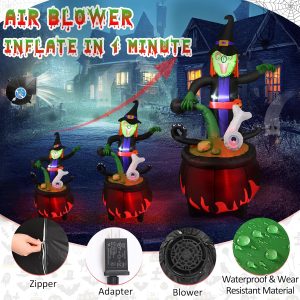 6Ft Halloween Inflatables, Witch & Cauldron Halloween Blow Up Decorations