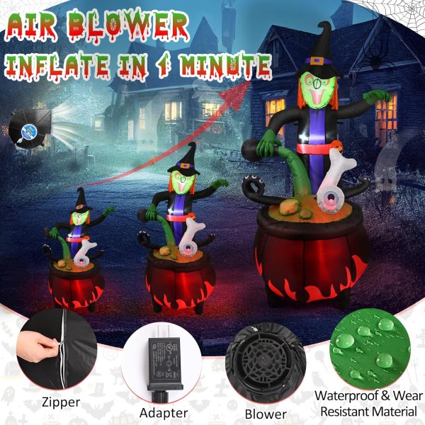 6Ft Halloween Inflatables, Witch & Cauldron Halloween Blow Up Decorations