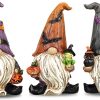 Valery Madelyn Halloween Decorations，Halloween Gnomes Indoor For Home, Set Of 3 Resin Funny Garden Statues For Outdoor Decor, 6.1Inch Elf Halloween Pumpkin Resin Figurine For Table Centerpiece Decor