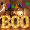 Halloween Decorations - Led Marquee Light Up Letters “Boo” Lights + Ghost Banner For Home Indoor Kitchen Fireplace Party Table Decor Supplies (Batteries Not Included)