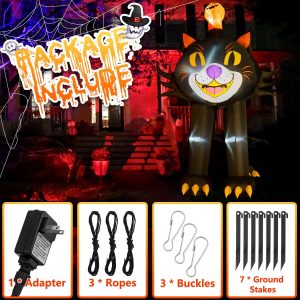 12 Ft Halloween Inflatables Pumpkin Reaper Halloween Decorations Outdoor Inflatable Halloween Blow Up Yard Decorations Outdoor Party Garden Lawn (Black Cat)