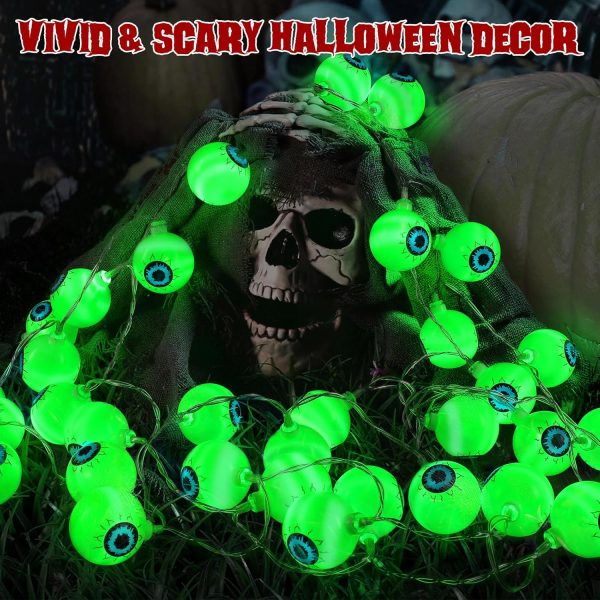 Halloween Decorations 30Led 17Ft Eyeball Halloween String Lights With Timer Remote Battery Operated 8 Modes Halloween Lights Halloween Indoor Outdoor Decorations For Home Garden Yard Halloween Décor