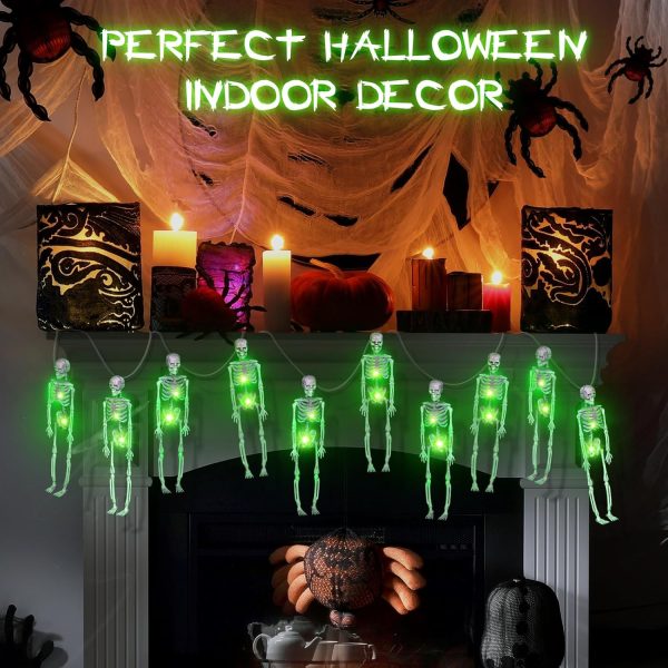 Shemira Halloween String Lights Decoration, 6.6 Ft 20 Leds Battery Operated Skeleton Skull 3D String Light With 8 Lighting Modes For Home Indoor Outdoor Halloween Decoration, Halloween Decor