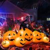 Joybest Halloween Inflatable Decoration 8 Ft Long Inflatable 7 Pumpkins Patch Lanterns With Black Cat With Build-In Leds Blow Up Inflatables For Thanksgiving Party Outdoor Garden Lawn Yard Deco