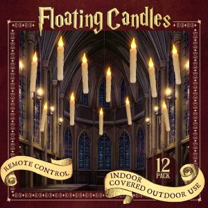 Halloween Decorations - Floating Led Candles With Remote Control -12Pcs Witch Wizard Christmas Decor For Indoor Home Room Classroom Bedroom Birthday Party (With Common Remote)