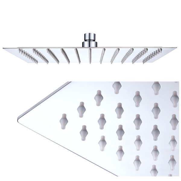 Rain Shower Head 304Stainless Steel Square Top Spray 12