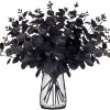 Yen Jean 14Pcs Black Halloween Decor Artificial Flowers Bulk - Eucalyptus Stems Branches Decorations For Table Indoor Centerpieces