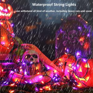 Joomer Orange Purple Halloween Lights,Battery Operated 33Ft 100 Led Mini String Lights Waterproof Halloween Lights With 8 Modes & Timer Function For Halloween Decorations