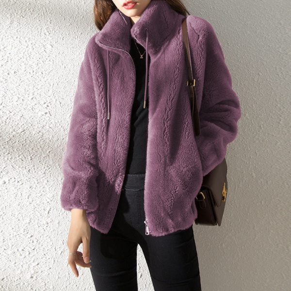 Double Faced Fleece Warm High Neck Coat