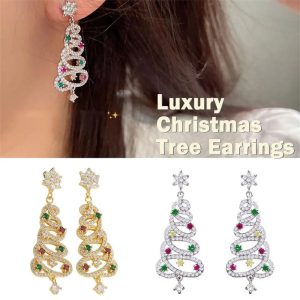 Zircon Christmas Tree Tassel Earrings Women'S Fashion Personality Earrings Party Jewelry Christmas Gift