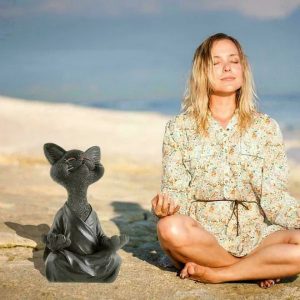 Whimsical Buddha Yoga Cat Figurine