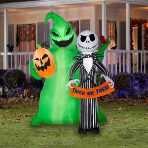 Gemmy 6.5 Ft Tall Airblown Jack Skellington W/Oogie Boogie Scene Disney