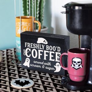 Freshly Booed Coffee Sign Halloween Coffee Bar Decor For Halloween Kitchen Decor