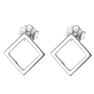 925 Sterling Silver Square Shape Ear Studs