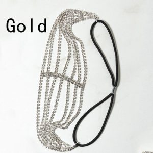 Five Rows Of Diamonds Rhinestone Elastic Headband