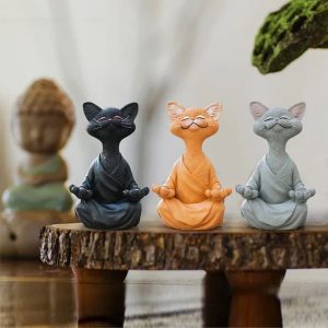 Whimsical Buddha Yoga Cat Figurine