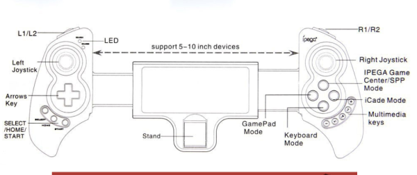 Wireless Bluetooth Mobile Phone Tablet Stretching Game Handle