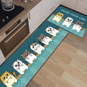 Cute Cartoon Cat Pattern Kitchen Living Room Carpet