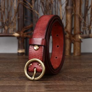 Fashion Leather Jeans Belt With Brass Buckle