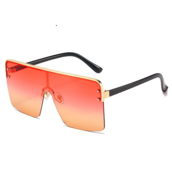 Fashion Big Frame Metal Gradient Color All-In-One Sunglasses