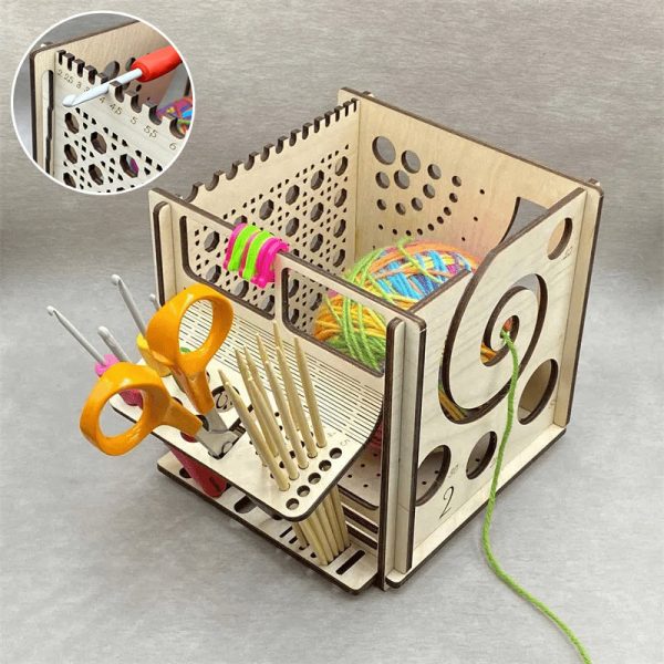 All-In-One Wooden Yarn Bowl - Multifunctional Knitting Tool