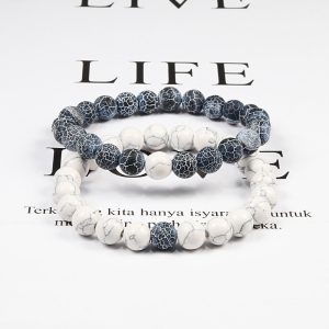 Set Bracelet Couples Distance Black White Natural