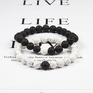 Set Bracelet Couples Distance Black White Natural