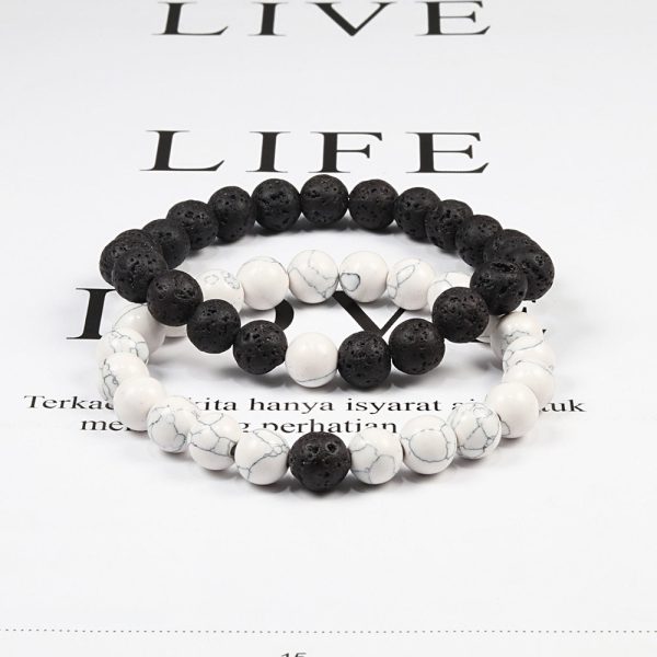 Set Bracelet Couples Distance Black White Natural