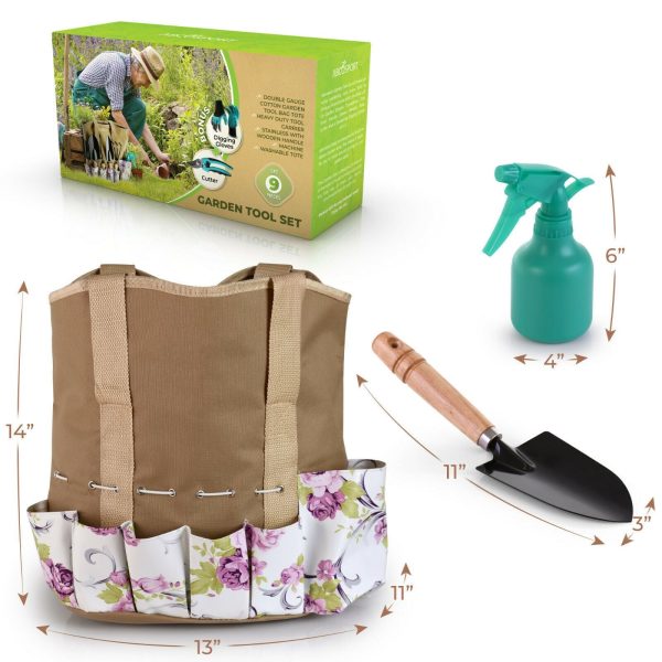 Ultimate Gardening Tote Hand Tool Set 9 Pcs