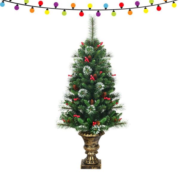 Snow Flocked Pre Lit Artificial Christmas Tree 4 Ft