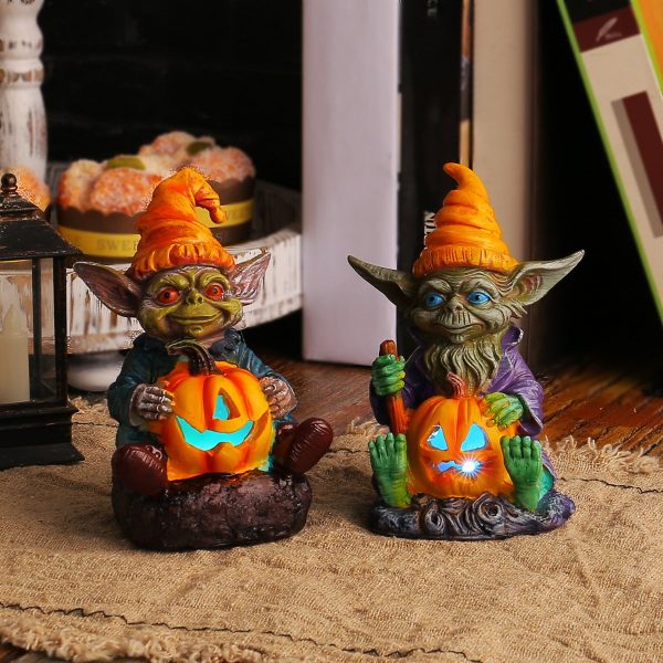 Ghoulie Halloween Resin Statue With Pumpkin Lamp | 1 1