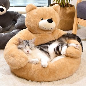 Bear Hug Cat Dog Plush Bed