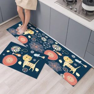 Cute Cartoon Cat Pattern Kitchen Living Room Carpet