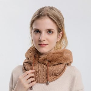 Winter Thick Plush Hat With Scarf Windproof Warm Knit Hats