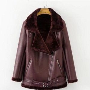 Artificial Fur Zipper Coat Leather Jackets Woman