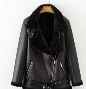 Artificial Fur Zipper Coat Leather Jackets Woman