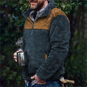 Autumn And Winter Casual Button Pocket Flannel Plush Men'S Sweater