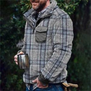 Autumn And Winter Casual Button Pocket Flannel Plush Men'S Sweater