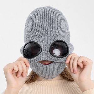 Aviator Glasses Ear With Velvet Warm Wool Hat