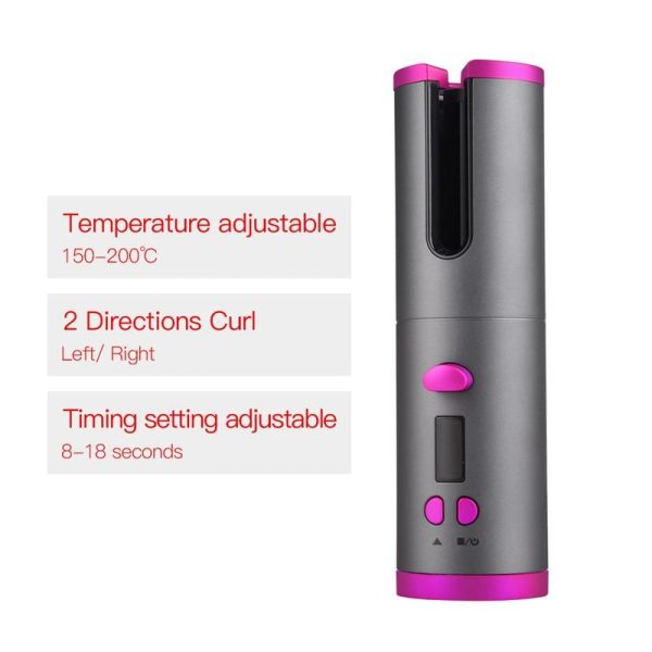 Cordless Auto Rotating Hair Curler Led